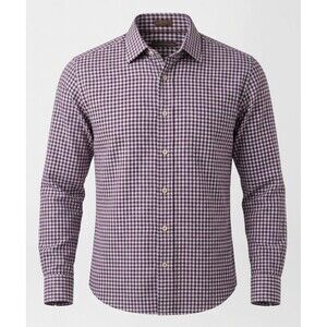 Peter Millar Mens Purple Plaid Long Sleeve Button Down Dress Shirt Medium Cotton